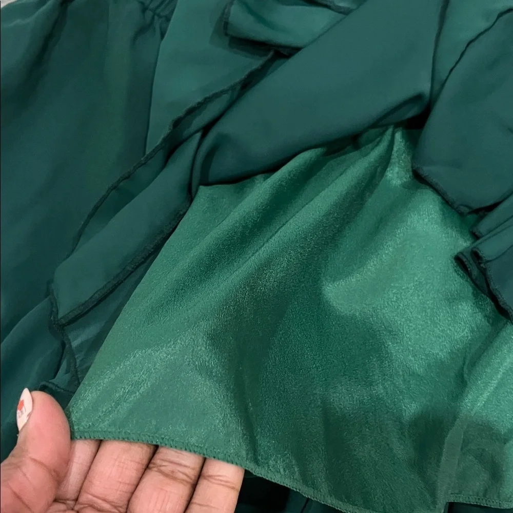 AvidLove Elegant Green Mini Skirt Plus Sz 2XL High Elastic Waist Ruffle TC0422